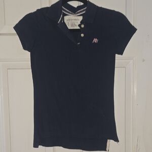 Aeropostale Navy Short-Sleeve Polo with Pink Logo